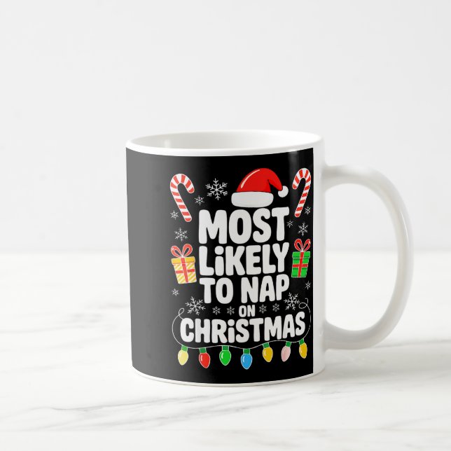Most Likely To Nap On Christmas Shirt Family Match Kaffemugg (Höger)
