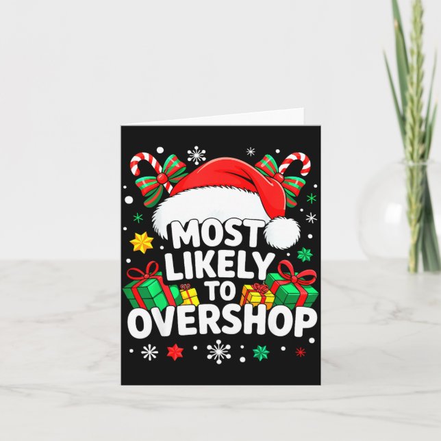 Most Likely To Overshop Shirt Family Christmas Sho Kort (Framsida)