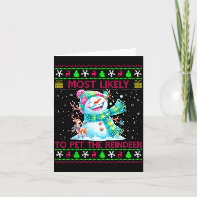 Most Likely To Pet The Reindeer Family Matching Ch Kort (Framsida)