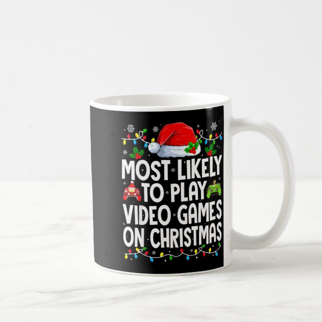 Most Likely To Play Video Games On Christmas Match Kaffemugg (Höger)