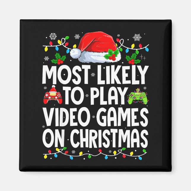 Most Likely To Play Video Games On Christmas Match Magnet (Framsidan)