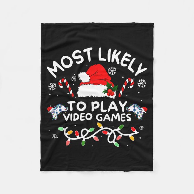 Most Likely To Play Video Games Xmas Gamer Family  Fleecefilt (Framsidan)