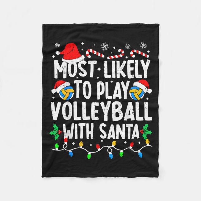 Most Likely To Play Volleyball With Santa Matching Fleecefilt (Framsidan)