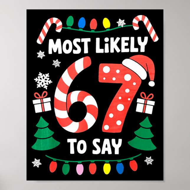 Most Likely To Say 67 Six Seven Funny Christmas Me Poster (Framsidan)