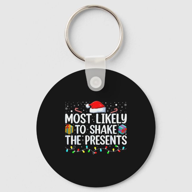 Most Likely To Shake The Family Matching Christmas Nyckelring (Framsida)