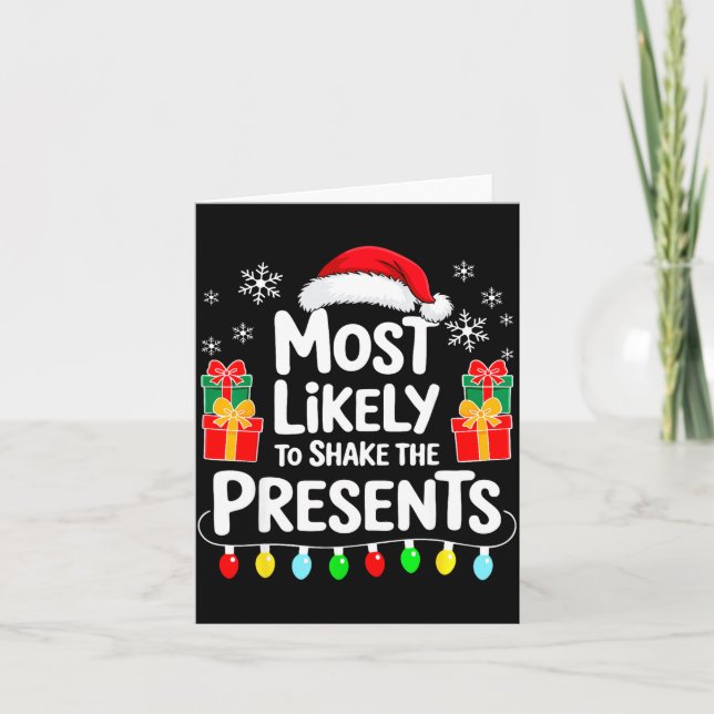 Most Likely To Shake The Shirt Family Christmas  Kort (Framsida)
