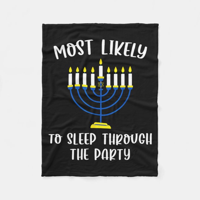 Most Likely To Sleep Through Party Hanukkah Group  Fleecefilt (Framsidan)