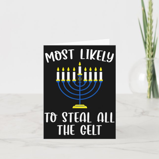 Most Likely To Steal All The Gelt Hanukkah Group M Kort (Framsida)