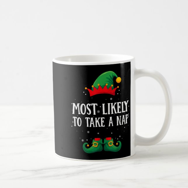Most Likely To Take A Nap Matching Christmas Elf  Kaffemugg (Höger)