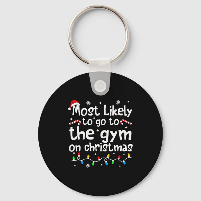Most Likely To The Gym On Christmas Workout Matchi Nyckelring (Framsida)