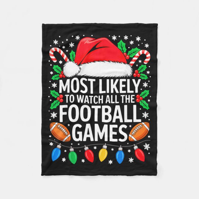 Most Likely To Watch All The Football Games Shirt  Fleecefilt (Framsidan)