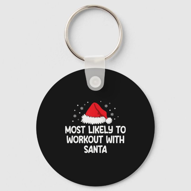 Most Likely To Workout With Santa  Nyckelring (Framsida)