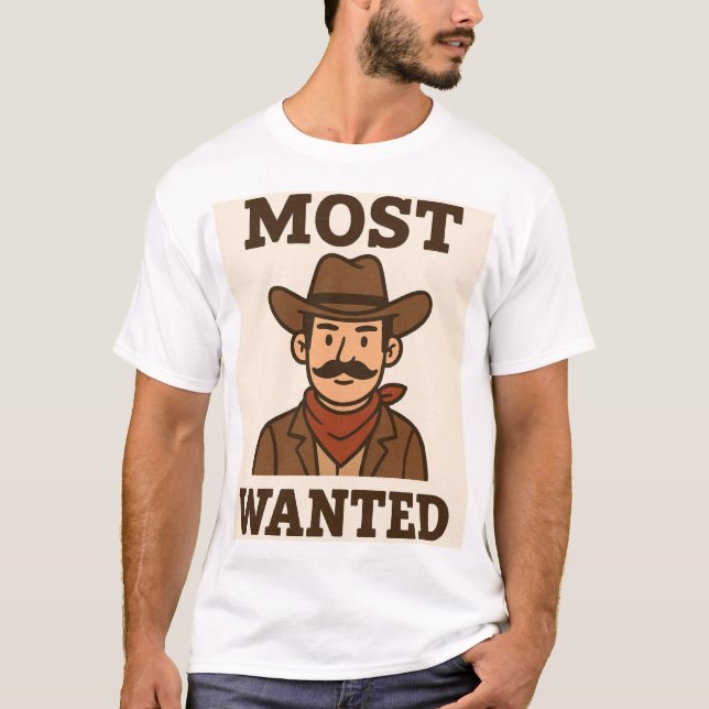 MOST WANTED – Vintage Cowboy Style T-Shirt (Framsida)