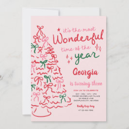Most Wonderful Coquette Bow Christmas Birthday Inbjudningar