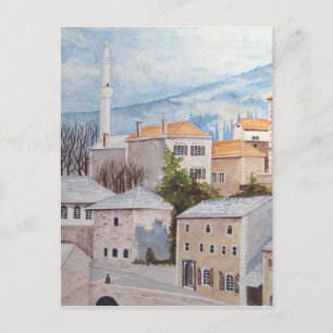 Mostar, Bosnien - Akryltornmålning Vykort