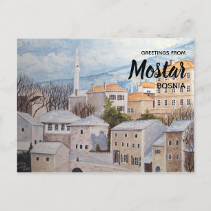Mostar, Bosnien - Akryltornmålning Vykort