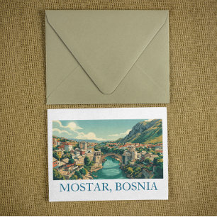 Mostar Bosnien Gamla Bron Stari Most Retro Resa Inbjudningar