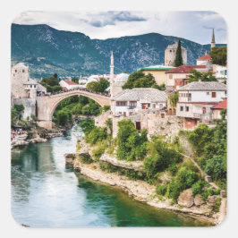 Mostar Bosnien och Hercegovina Fyrkantigt Klistermärke