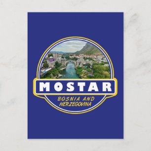 Mostar Bosnien och Hercegovina Resa Konst Emblem Vykort