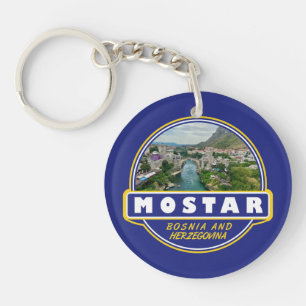 Mostar Bosnien och Hercegovina Travel Art Emblem