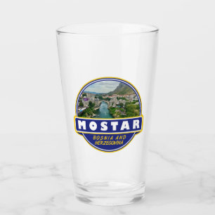 Mostar Bosnien och Hercegovina Travel Art Emblem Glaskopp