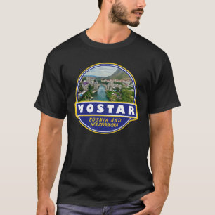 Mostar Bosnien och Hercegovina Travel Art Emblem T Shirt