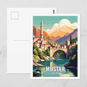 Mostar Bosniens Berömd Travel Ställe Vykort