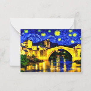 Mostar Bridge, Bosnien på ett Eid Mubarak Card Anteckningskort
