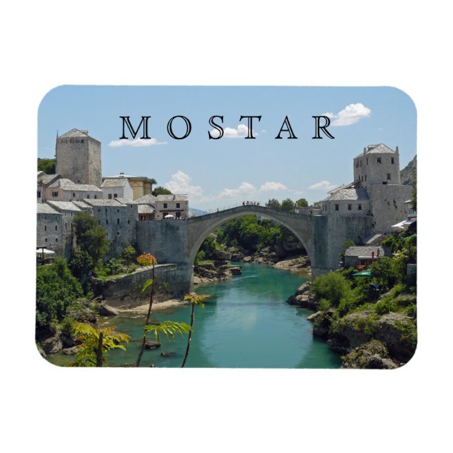Mostar Gamla Bridge-visningsmagnet Magnet (Horisontell)