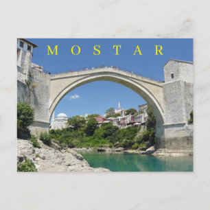 Mostar Old Bridge och Old Town vycard Vykort
