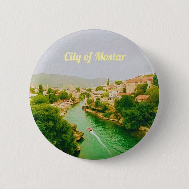 Mostar stad - Bosnien och Hercegovina Knapp (Framsida)