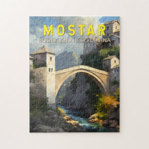 Mostar Stari Mest Travel Oljemålning Art-Vintage Pussel
