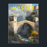 Mostar Stari Mest Travel Oljemålning Art-Vintage Vykort<br><div class="desc">Mostar-färjedesign i en renaissance art stil. Den är känd för den ikoniska Stari Most (Gamla Bridge),  en rekonstruerad medeltida bågbro.</div>