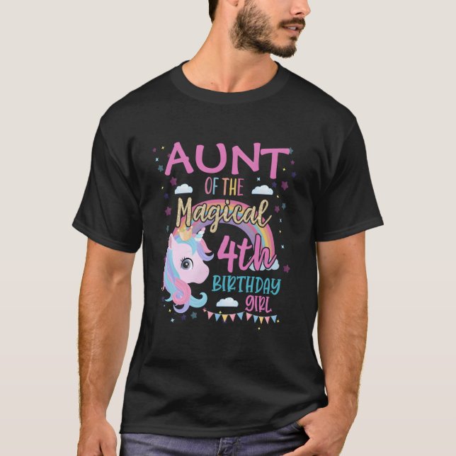 Moster 4:e Rainbow Enhörning Dotter Py Familj T Shirt (Framsida)