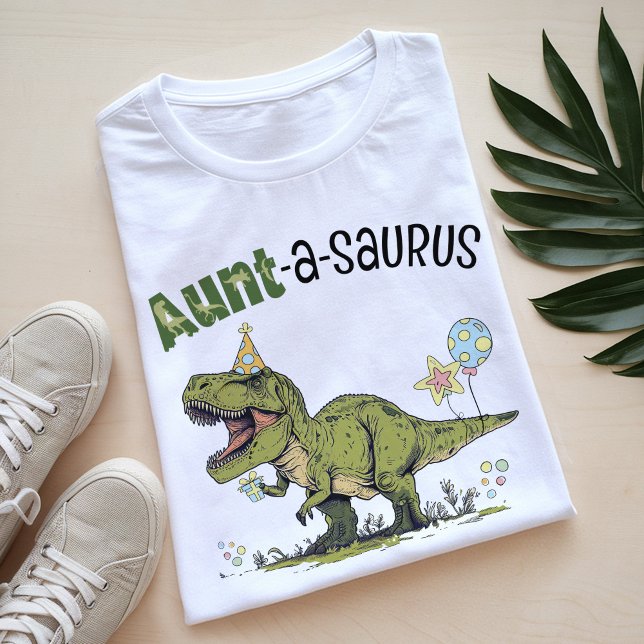 Moster-a-saurus Dinosaur Theme Barns födelsedag Pa T Shirt (Cute funny aunt-a-saurus t-rex dinosaur theme kids birthday party matching auntie family t-shirt)