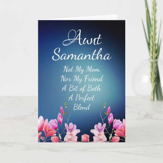 Moster Auntie Birthday Rosa Blommigt Mors dag kort (Framsida)