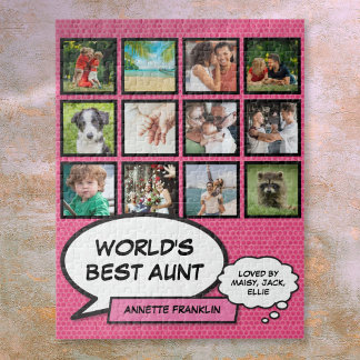 Moster Auntie Coola Rosa Roligt Tecknad Photo Coll Pussel