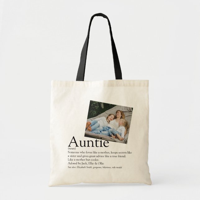 Moster Auntie Definition Photo Persoanlized Tygkasse (Framsidan)