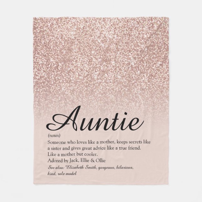 Moster Auntie Definition Ro Guld Glitter Fleecefilt (Framsidan)