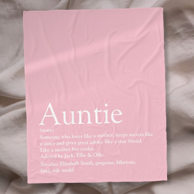 Moster Auntie Quote Girly Rosa Modern Roligt Coola Fleecefilt (Skapare uppladdad)