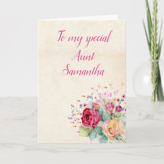 Moster Auntie Sentimental Blommigt Birday Card Kort (Framsida)