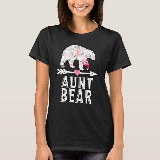 Moster Bear Mamma Grandma Blommigt Lycklig Mors da T Shirt (Framsida)