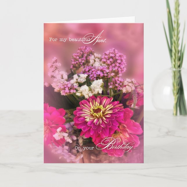 Moster Birthday i Girly Rosa och Lavender Kort (Framsida)