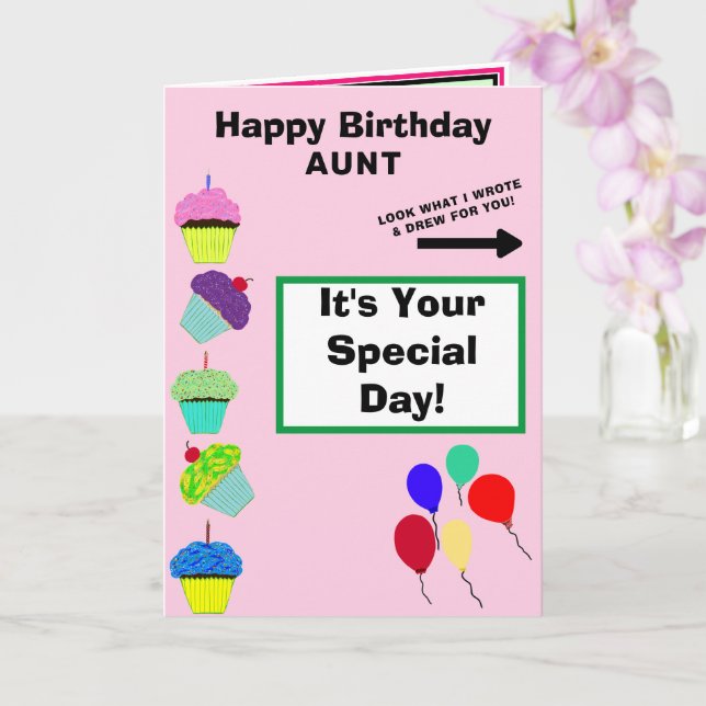 Moster Birthday Rosa Cupaka Torn NAMN Kort (Orkide)