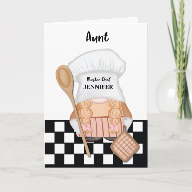 Moster Birthday Whimsical Gnome Chef Cooking Kort (Framsida)