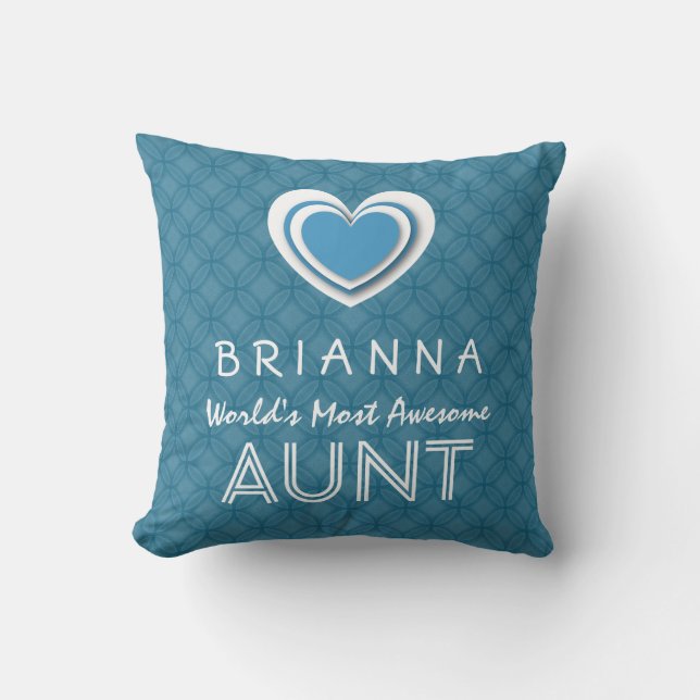 MOSTER Blue Heart och Mönster och Namn B03 Kudde (Framsida)