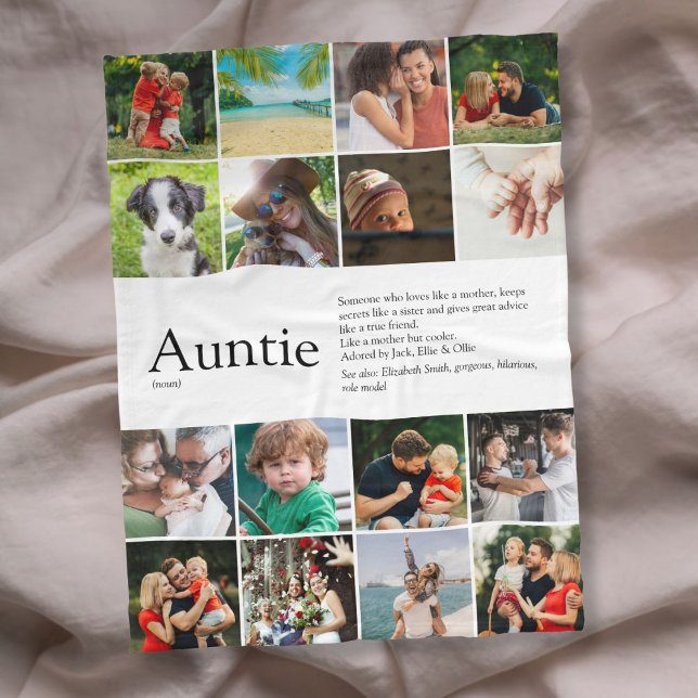 Moster Definition Citat Foto Kollage Fleecefilt (Auntie Definition Quote Photo Collage Fleece Blanket)