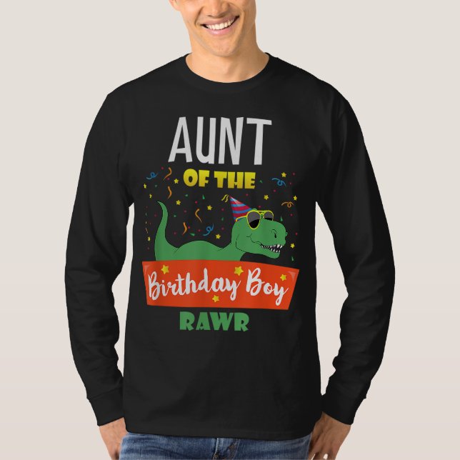 Moster Dinosaur Funny Birthday Boy Auntie Gift T Shirt (Framsida)