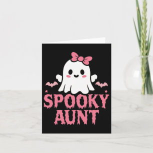 Moster Family Cute Rosa White Ghost Boo Halloween Kort
