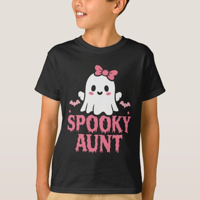 Moster Family Cute Rosa White Ghost Boo Halloween T Shirt (Framsida)